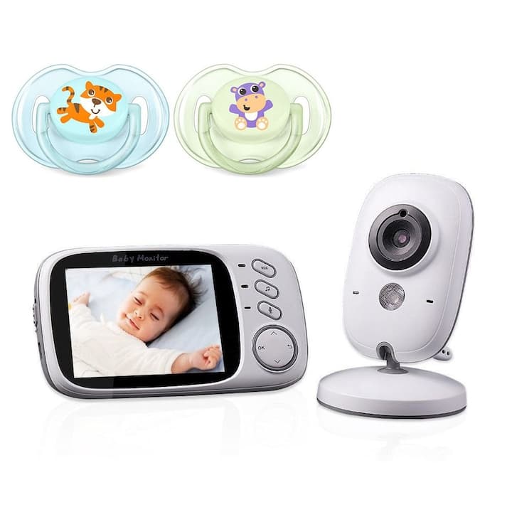 Baby Monitor si Camera Audio-Video Wireless Pentru Supraveghere Bebe, "LikeSmart SpyBaby™", Ecran HD XXL 3.2 Inch LCD, Senzor Sunet, Mod Vedere Nocturna Infrarosu, Talk-Back, Monitorizare Temperatura, Cantece de Leagan + Suzete Cadou — imaginea 2