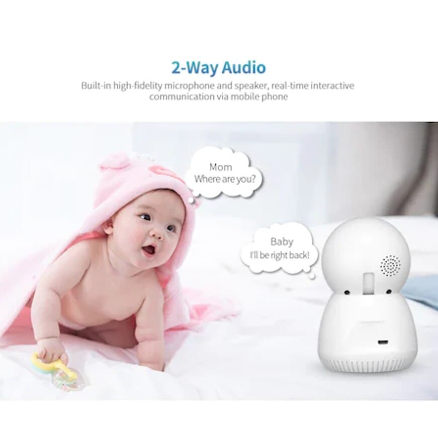 Camera Baby Monitor Wireless SriHome™ SH036 Plus 3MP FullHD, Monitorizare Video Audio Bebelusi, Vedere Nocturna, Audio-Video, Sunet bidirectional, Push to Talk, senzor miscare, fixare usoara, alb — imaginea 3