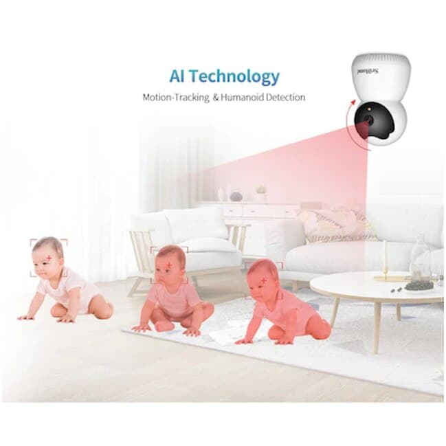 Camera Baby Monitor Wireless SriHome™ SH036 Plus 3MP FullHD, Monitorizare Video Audio Bebelusi, Vedere Nocturna, Audio-Video, Sunet bidirectional, Push to Talk, senzor miscare, fixare usoara, alb — imaginea 5