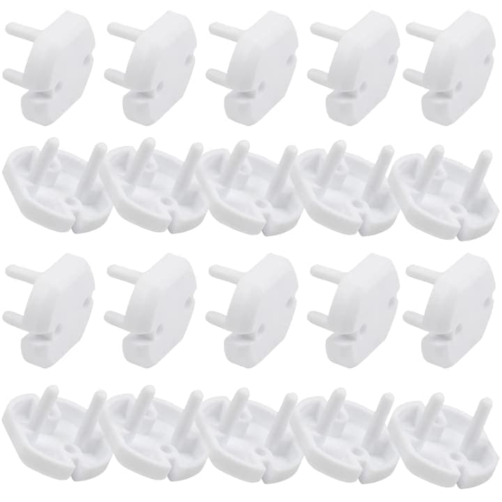 Set de Protectii pentru Prize MONDESA®, Standard EU, 20 Piese, pentru Siguranta Copiilor, Material ABS, Alb