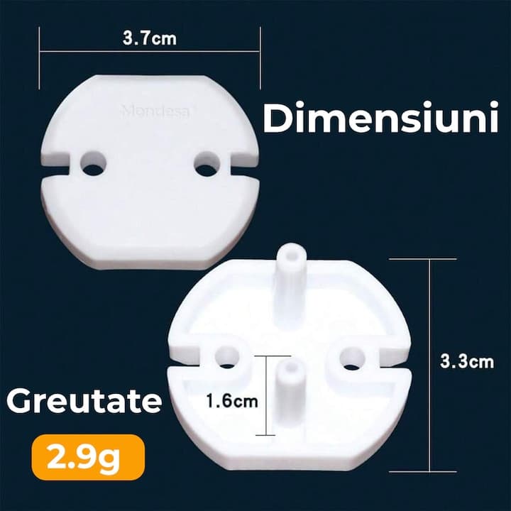 Set de Protectii pentru Prize MONDESA®, Standard EU, 20 Piese, pentru Siguranta Copiilor, Material ABS, Alb — imaginea 2