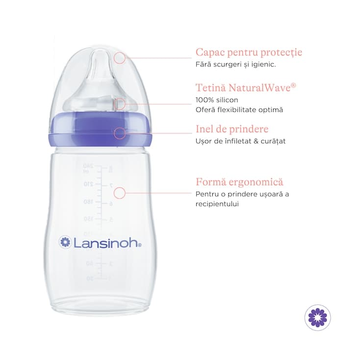 Set 3 Biberoane Lansinoh x 240 ml — imaginea 2