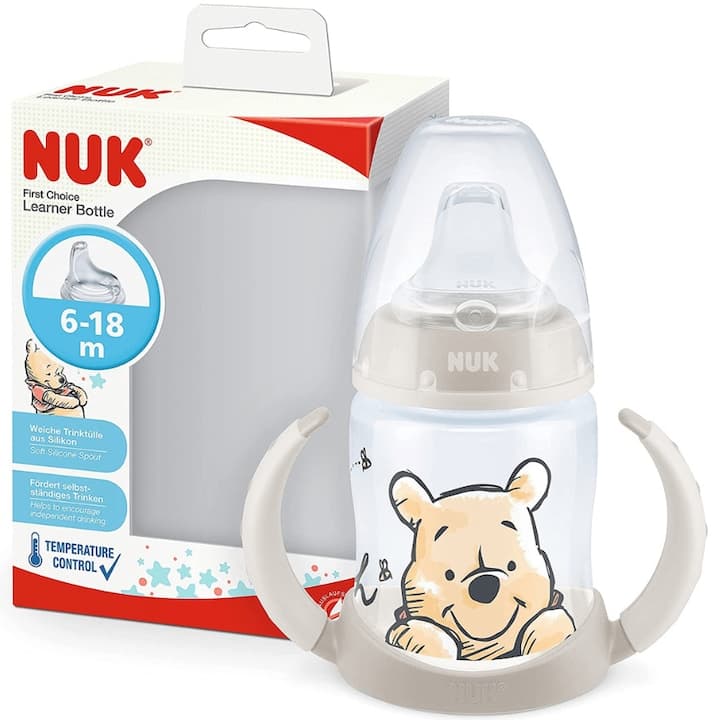 Biberon cu toarte, NUK, DISNEY, cu tetina de invatare, 150 ml, 6-18 luni,BEJ — imaginea 2