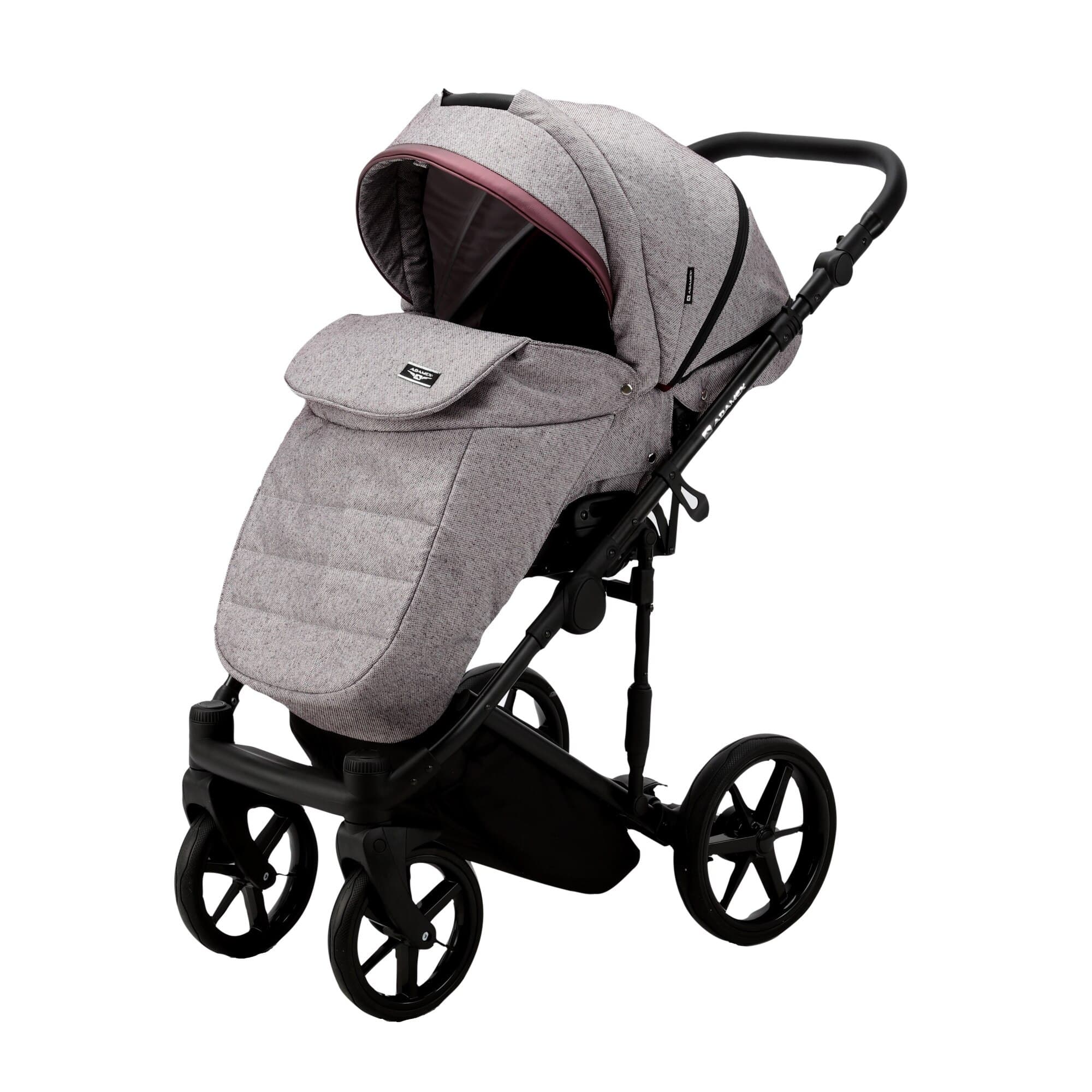 Carucior 3 in 1 ADAMEX RIMINI ALU, LUX Collection, Linen & EcoLeather RY40, Gri/Bordeaux — imaginea 3
