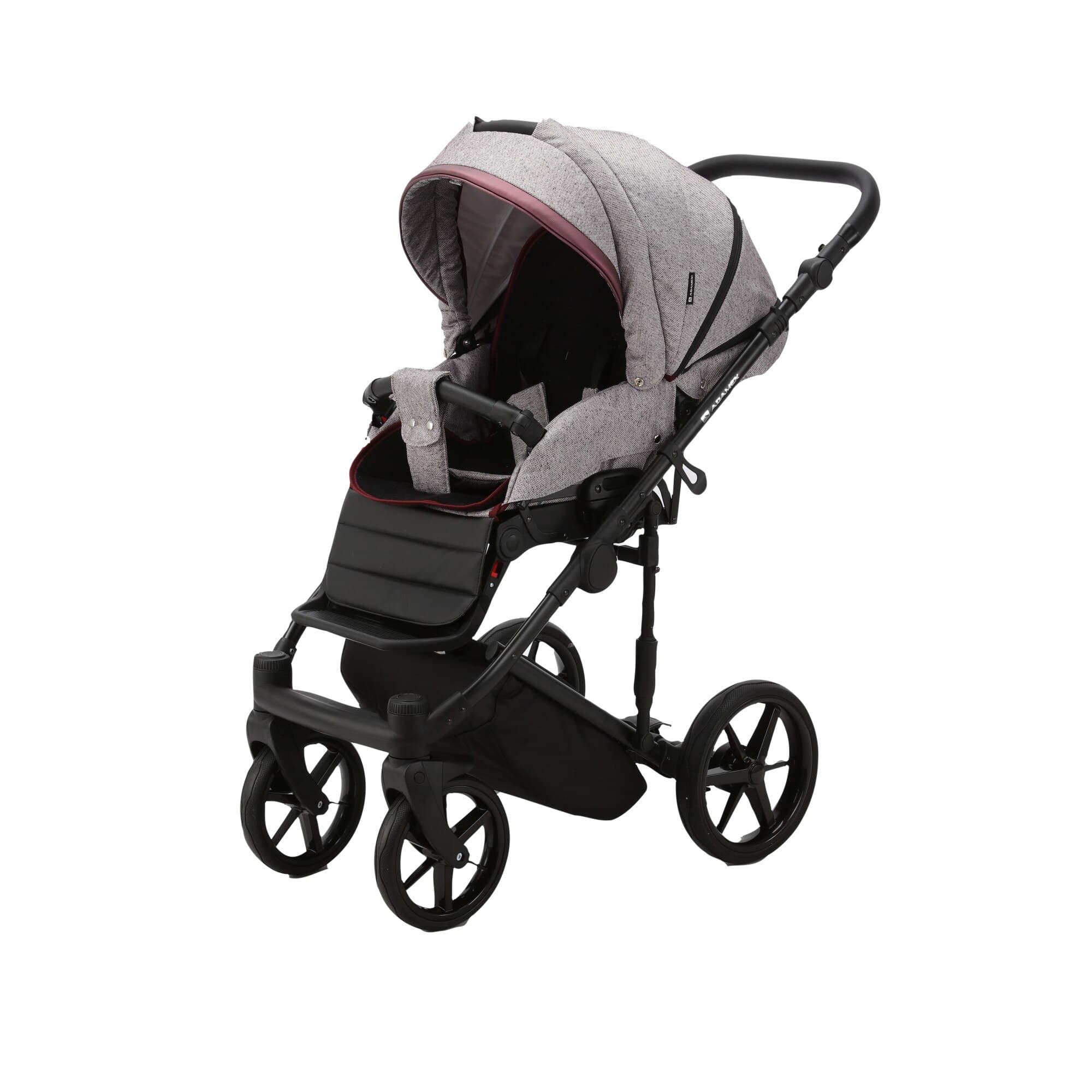 Carucior 3 in 1 ADAMEX RIMINI ALU, LUX Collection, Linen & EcoLeather RY40, Gri/Bordeaux — imaginea 4