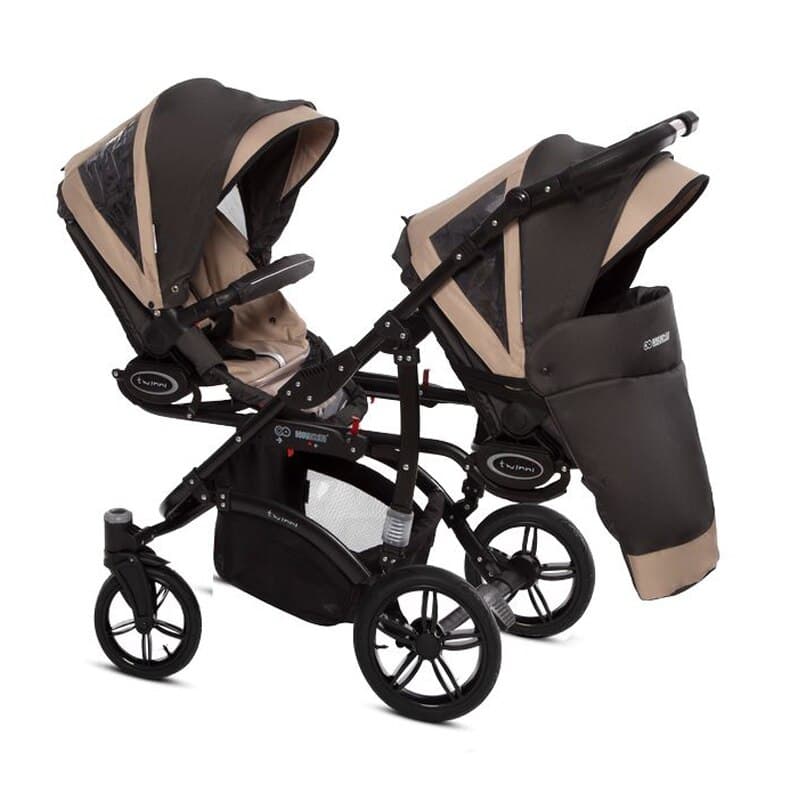 Carucior 3 in 1 pentru gemeni BabyActive Twinni CGBA-1M-2, Bej — imaginea 4
