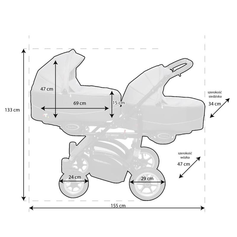 Carucior 3 in 1 pentru gemeni BabyActive Twinni CGBA-1M-2, Bej — imaginea 5