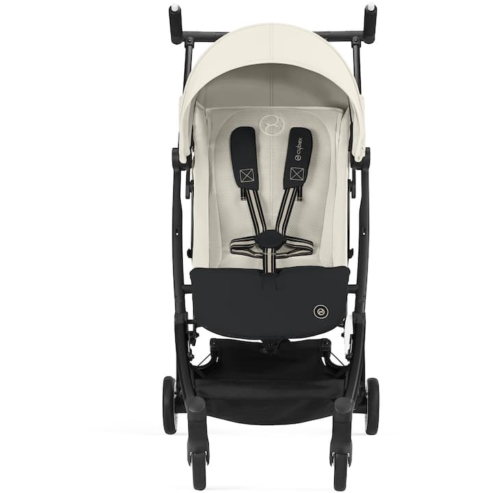 Carucior pentru bebelusi Cybex Gold Libelle Canvas White, cadru negru, bej deschis — imaginea 2