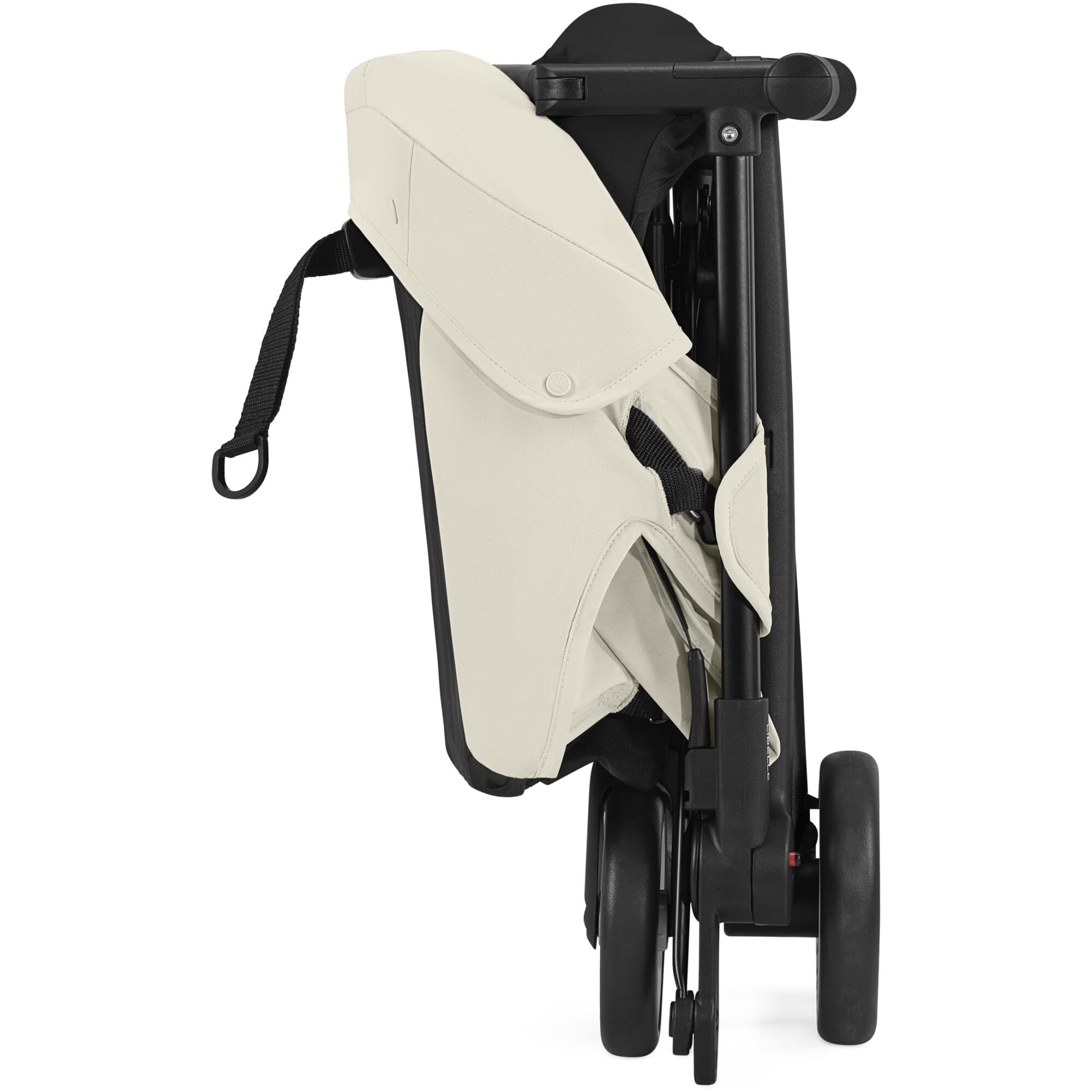 Carucior pentru bebelusi Cybex Gold Libelle Canvas White, cadru negru, bej deschis — imaginea 5