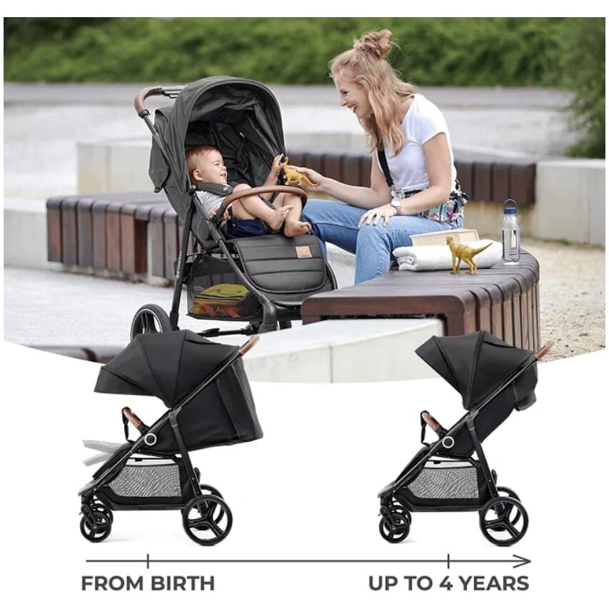Carucior sport, ultra compact, Kinderkraft Grande Plus, 0-22 kg, negru — imaginea 5