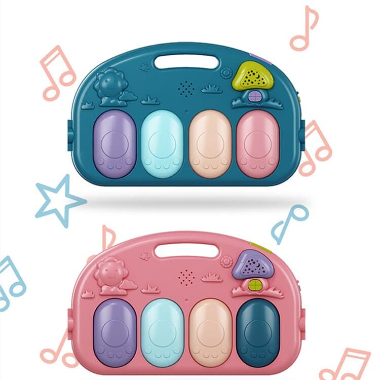 Saltea de activitati pentru bebelusi, covoras de joaca multifunctional, interactiv, 5 jucarii senzoriale, muzica si lumini, albastru, 0 luni + — imaginea 3