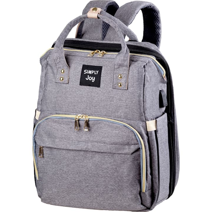 Geanta - Rucsac multifunctional pentru Scutece Bebelusi cu patut pliabil, Mamici si Copii, Gri