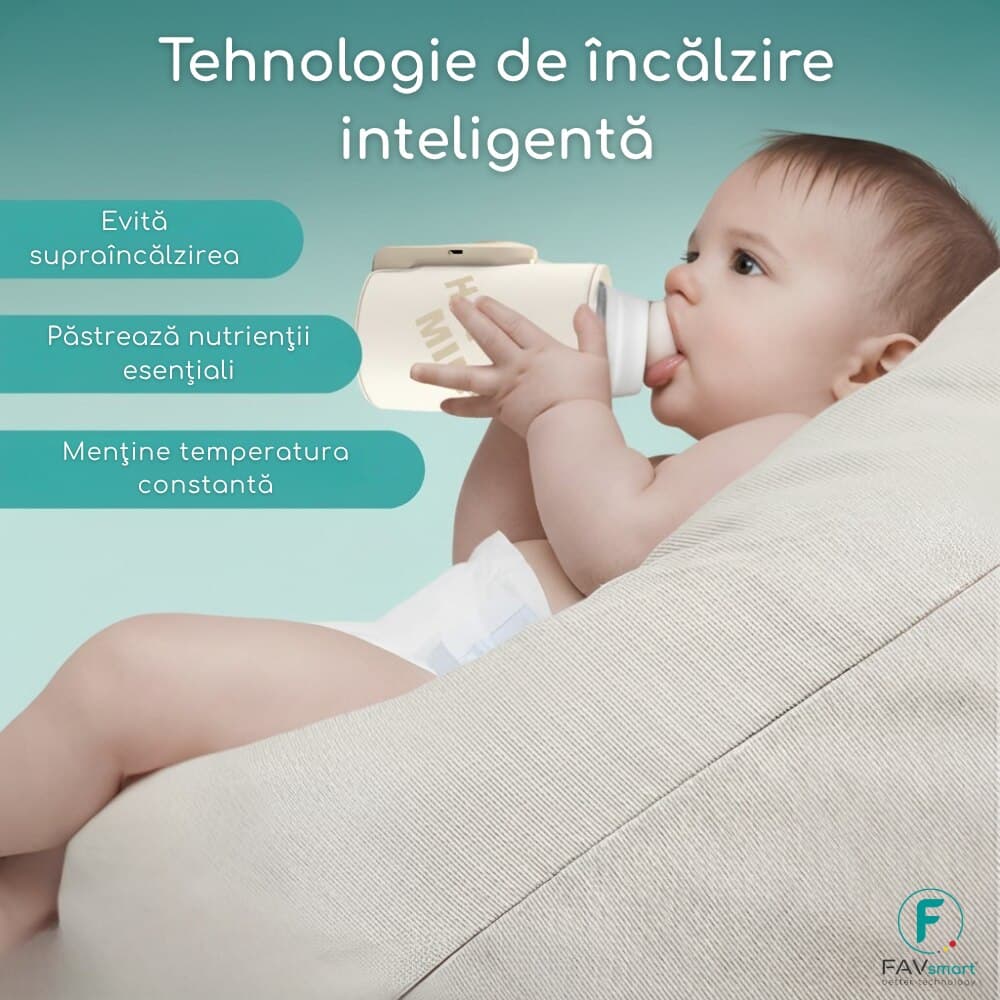 Incalzitor Biberon/Biberoane Portabil FAVsmart K6, 8000 mAh, USB-C 18W, 6 Trepte (38-50°C), Ecran LCD, Incalzire Constanta, Lumina De Veghe, Acasa/Masina/Calatorii, Incarcator Inclus, Incarcator Auto, Bej — imaginea 3