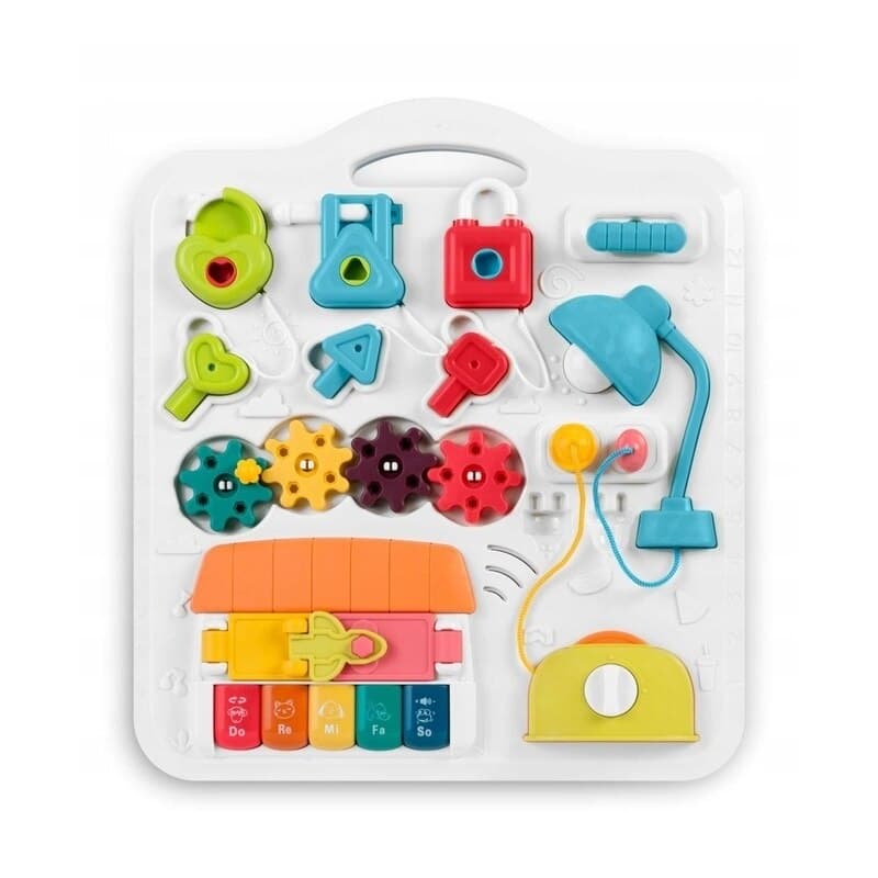 Masuta si panou cu activitati Montessori 2in1 BrainyBaby Indiggo, muzicala, cu pian, numere, culori si forme — imaginea 2