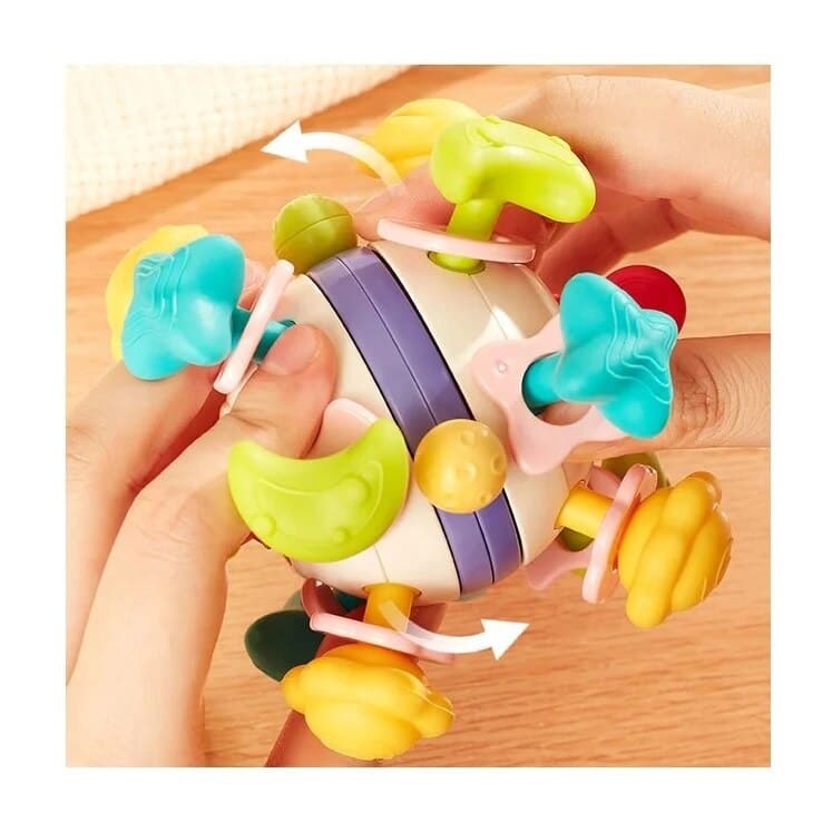 Jucarie de dentitie pentru bebelusi cu mai multe puncte masticabile si zornaitoare, Spaceteether — imaginea 2
