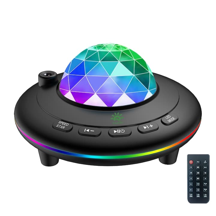 Proiector de Stele Premium Copii Huerler® L6, Functie Lampa de Veghe, Valuri, Laser, 26 de Proiectii, Functie Boxa Bluetooth, Cu Telecomanda, Negru — imaginea 2