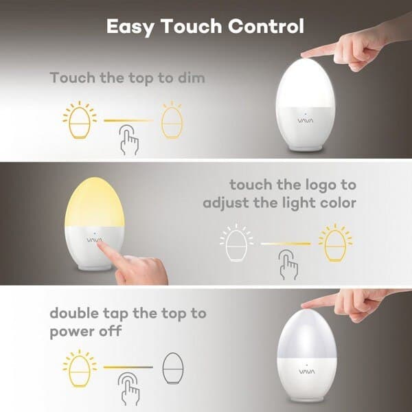 Lampa de veghe Smart VAVA LED cu reglare touch a Intensitatii, lumina calda si rece — imaginea 3