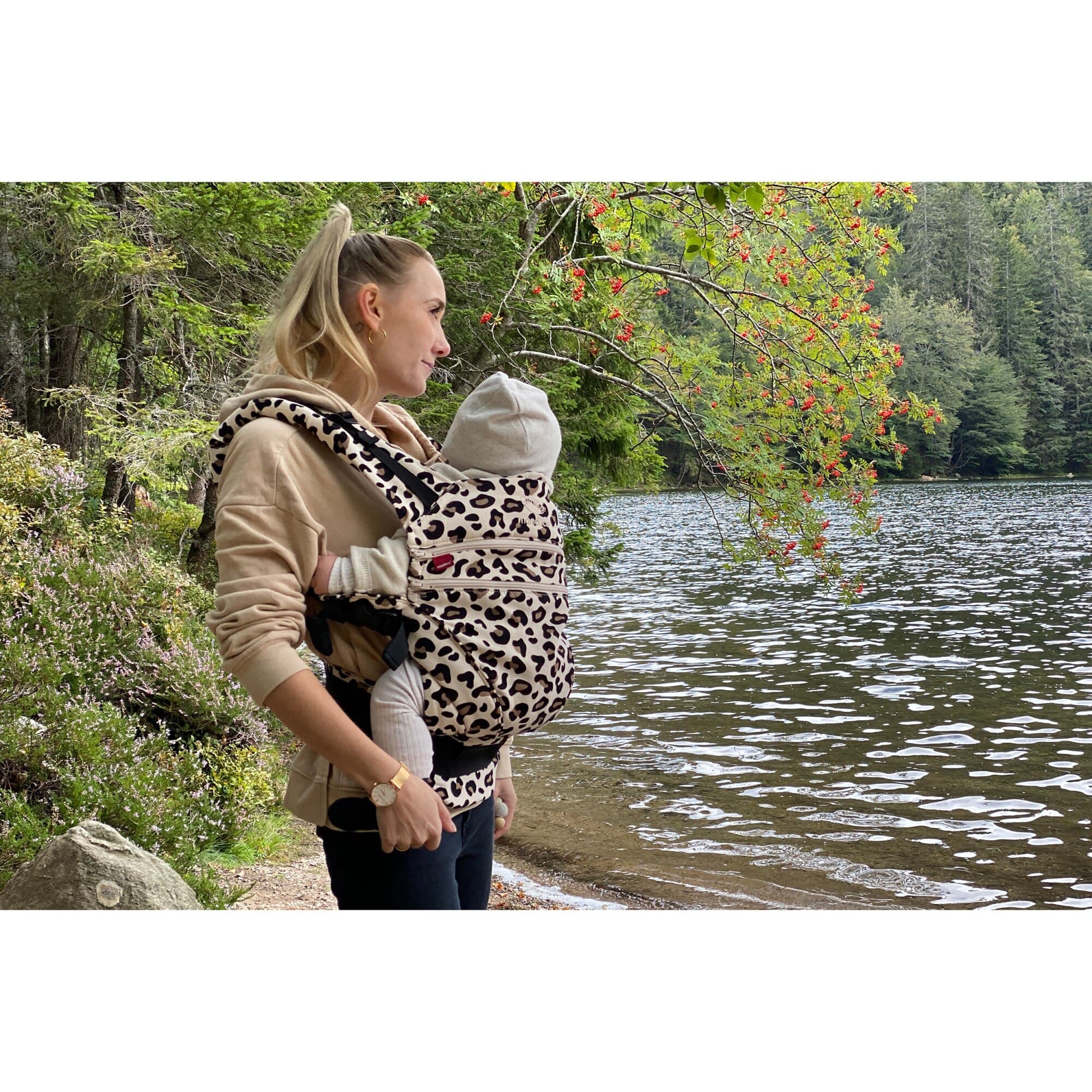 Marsupiu Manduca XT WildLife Leo, pana la 20 kg, 3 pozitii, Negru/Bej — imaginea 5