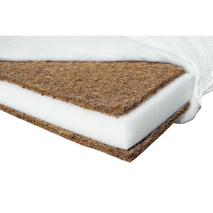 Saltea patut bebe, Babyneeds, Cocos Confort II, Cu husa detasabila, Antialergica, Cu fibre de cocos si strat de burete, 120x60x10 cm, 0 luni+, Alb — imaginea 2