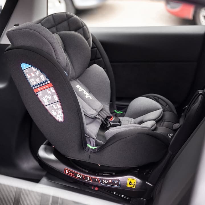 Scaun Auto pentru bebelusi si copii Juju Total 360 i-Size, 40-150 cm, 0-12 ani, ISOFIX cu Top Tether, rotativ 360 grade, pozitie de somn, spatar reglabil in 4 pozitii, tetiera reglabila, husa detasabila si lavabila, negru — imaginea 2