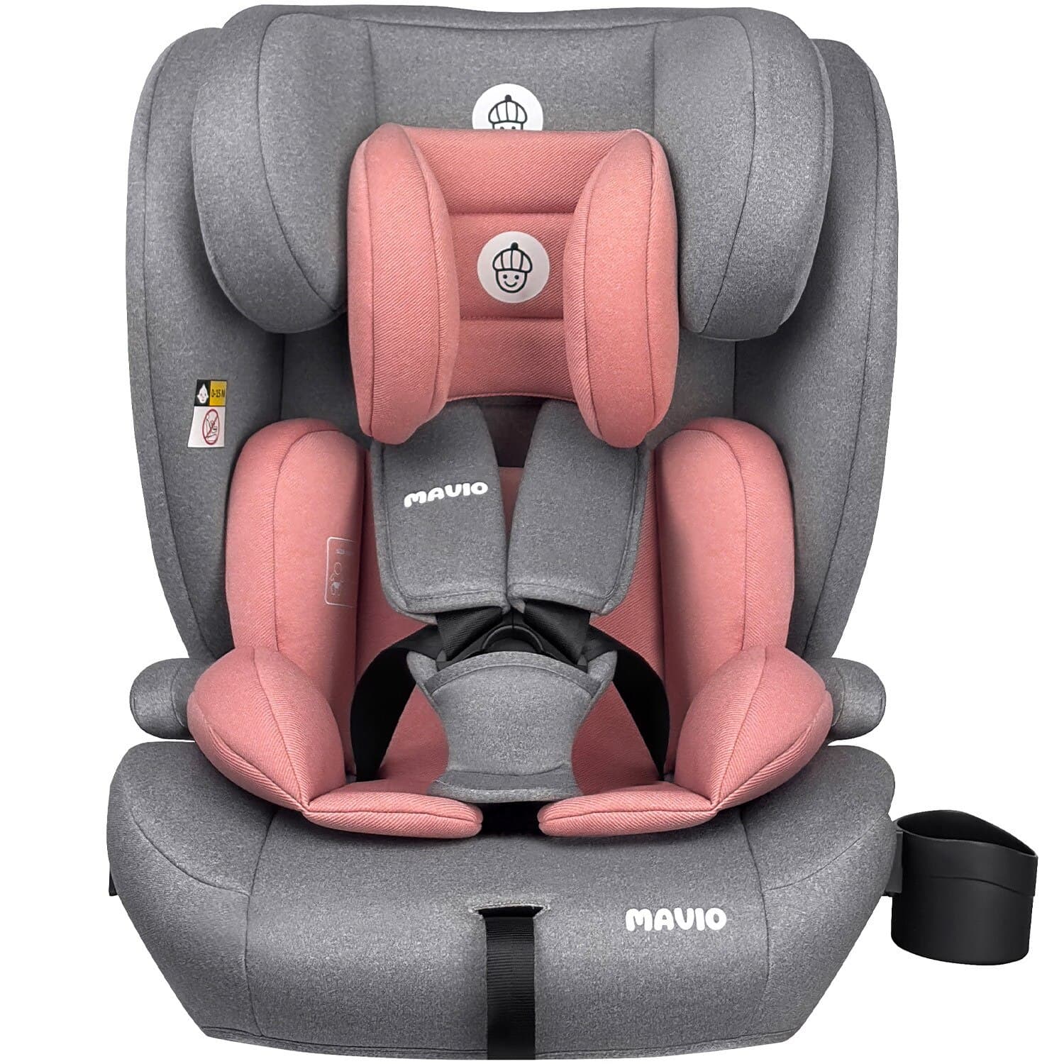 Scaun Auto Copii Mavio®, Model Active, ISOFIX + Top Tether, 76 – 150 cm, 9 – 36 kg, Copii 1 – 12 ani, Montaj cu Fata la Sensul de Mers, Tetiera Reglabila, Protectie Impact Lateral, Centura Siguranta 3 Puncte, Omologat R129, Gri/Roz — imaginea 5