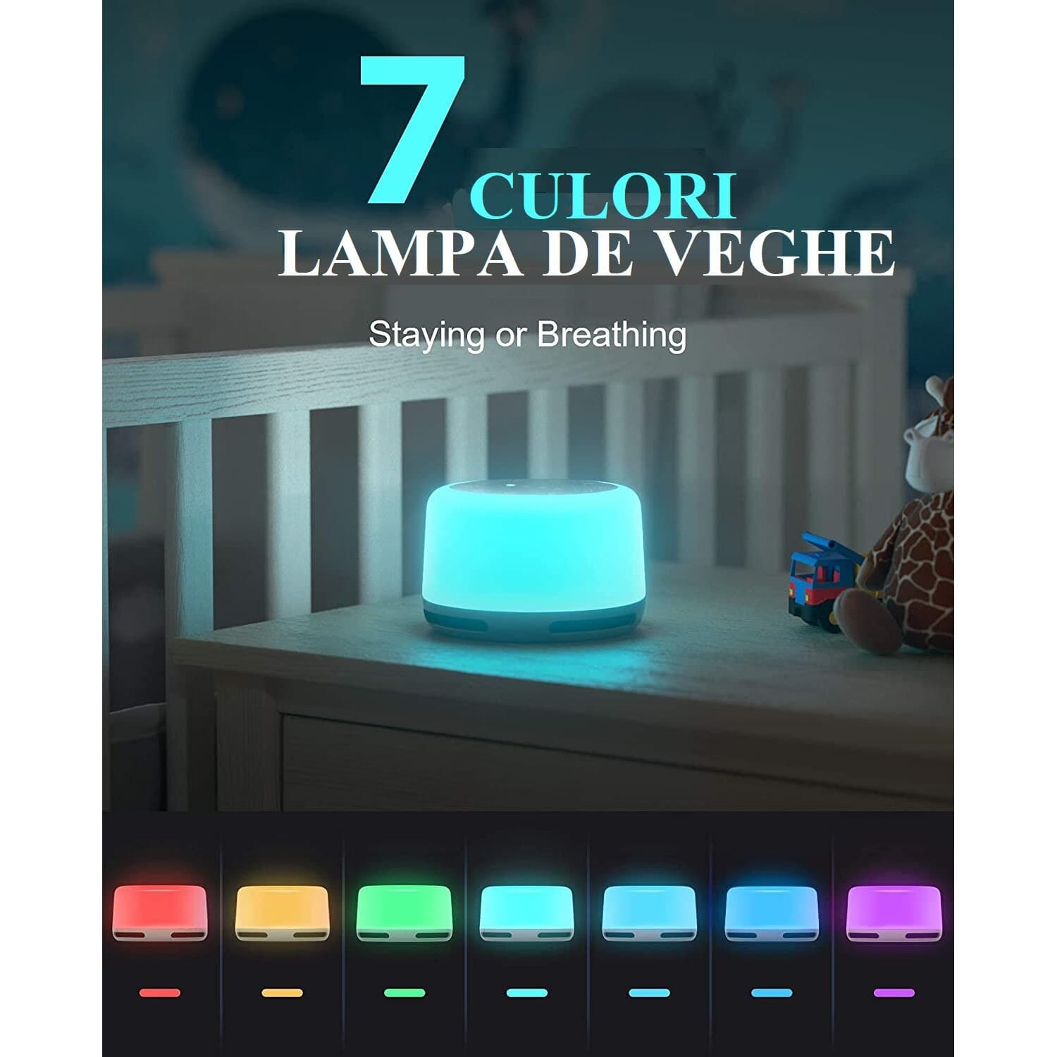 Dispozitiv Sunet Alb, LittleDomi, Functie Lampa de Veghe, Memorie, Timer, Portabil, Autonomie 10h, White Noise, pentru Bebelusi si Adulti, Reincarcabil, 24 Sunete — imaginea 4
