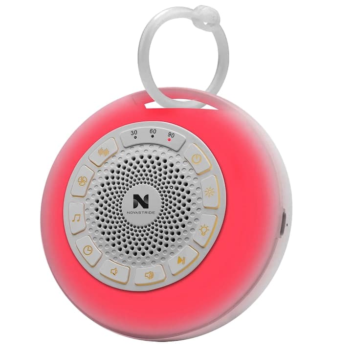 Dispozitiv Sunete Albe, 26 Sunete, 7 Culori Ajustabile, Lampa de Veghe 3 Moduri, Portabil, Pentru Bebelusi, Copii si Adulti, Reincarcabil, Timer, Autonomie 20 ore, White Noise — imaginea 2