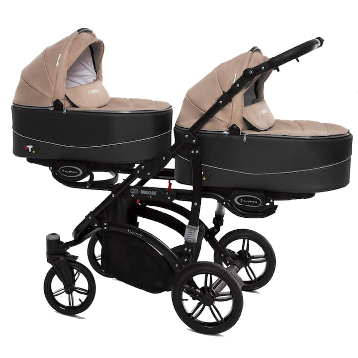 Carucior 3 in 1 pentru gemeni BabyActive Twinni CGBA-1M-2, Bej