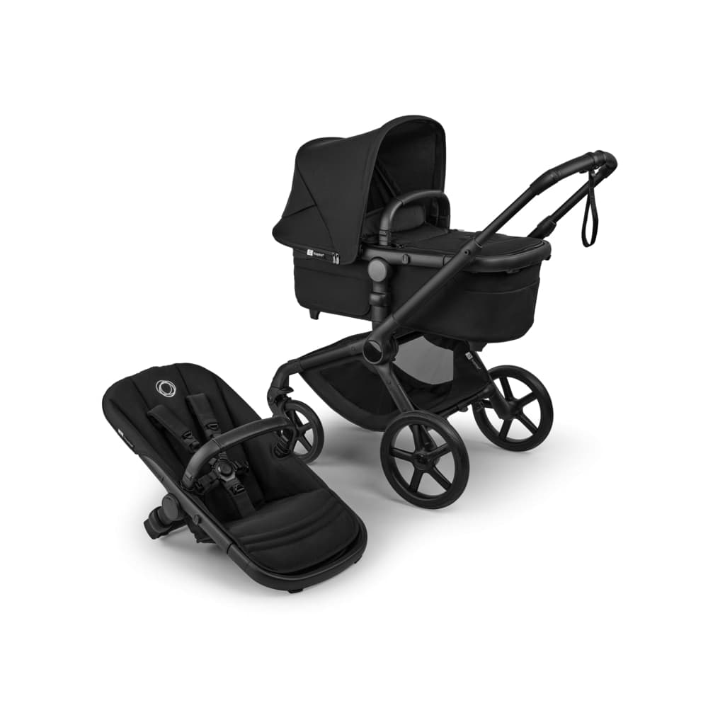 Carucior Bugaboo Fox 5 Renew Black Heritage Black 2 in 1, 0 - 22 kg, pliabil, Negru