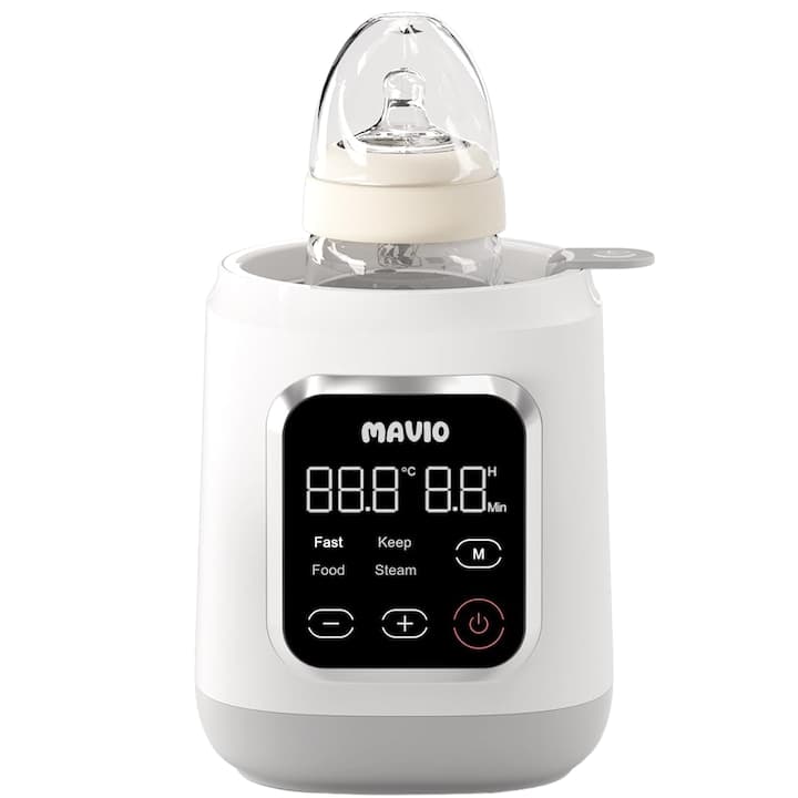 Incalzitor Biberon Mavio® pentru Bebelusi, 7in1, Functii: Incalzire Mancare, Dezghetare Rapida, Sterilizare, Pastrare la Cald 24 Ore, 35 - 60°C, 400W, Control Touch, Fara BPA, Alb